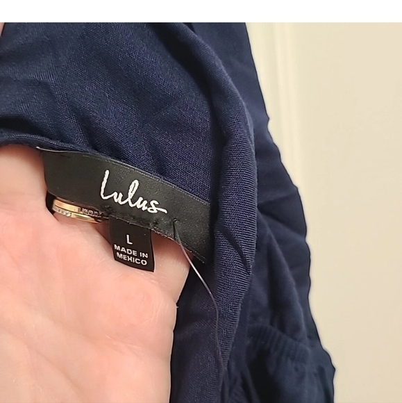 NEW LuLus Woman's Navy Blue Halter Jumper Pant Suit Size L NWT - Picture 8 of 8